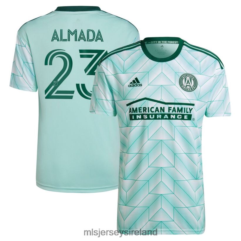 Jersey Atlanta United FC Thiago Almada Adidas Mint 2023 The Forest Kit Replica Player Jersey Kids MLS Jerseys RR22VR1081