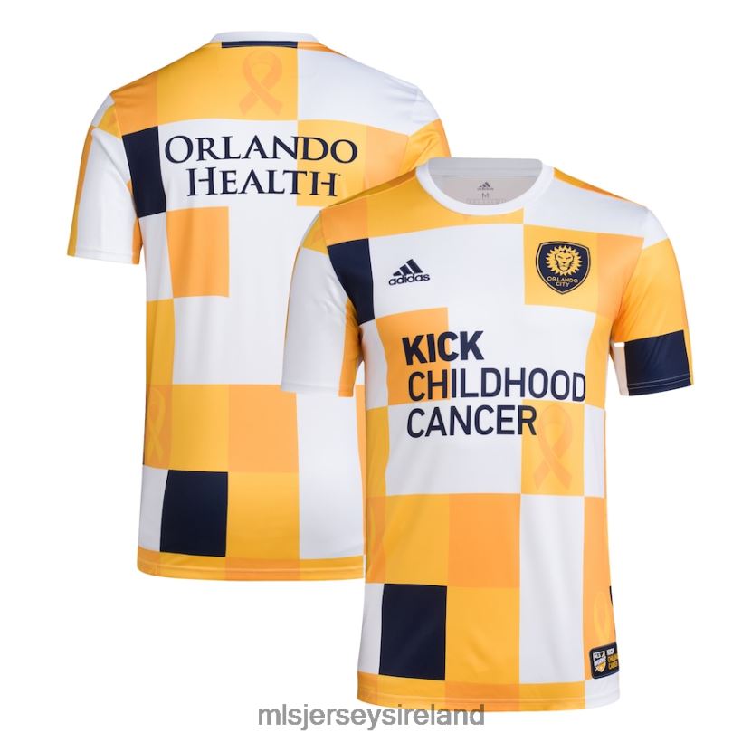 Jersey Orlando City SC Adidas White/Gold 2022 Works Kick Childhood Cancer AEROREADY Pre-Match Top Men MLS Jerseys RR22VR613