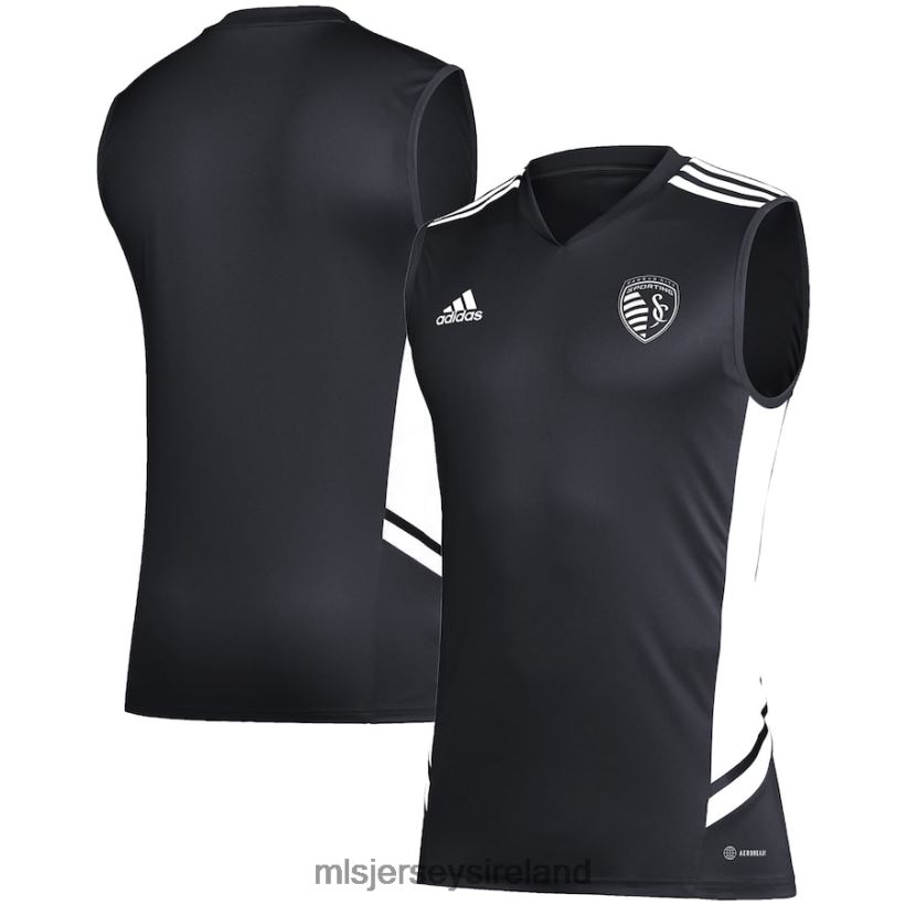 Jersey Sporting Kansas City Adidas Black/White Sleeveless Training Jersey Men MLS Jerseys RR22VR428